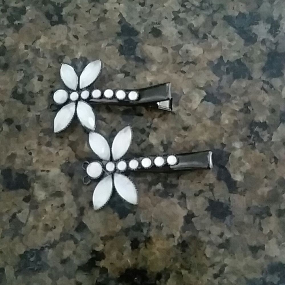 2 Crystal dragonfly hair clips